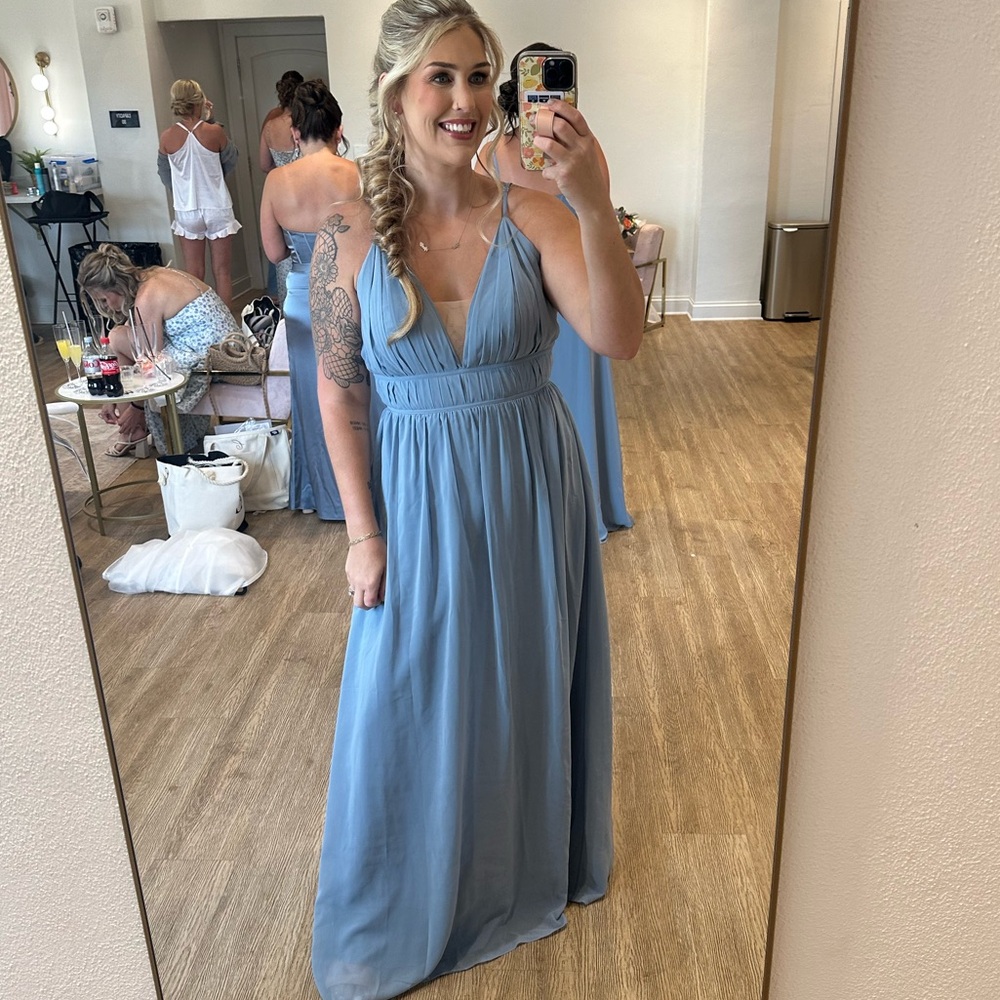 Revelry Alma Chiffon Dress size 12 French blue regular hem - Picture 3 of 4